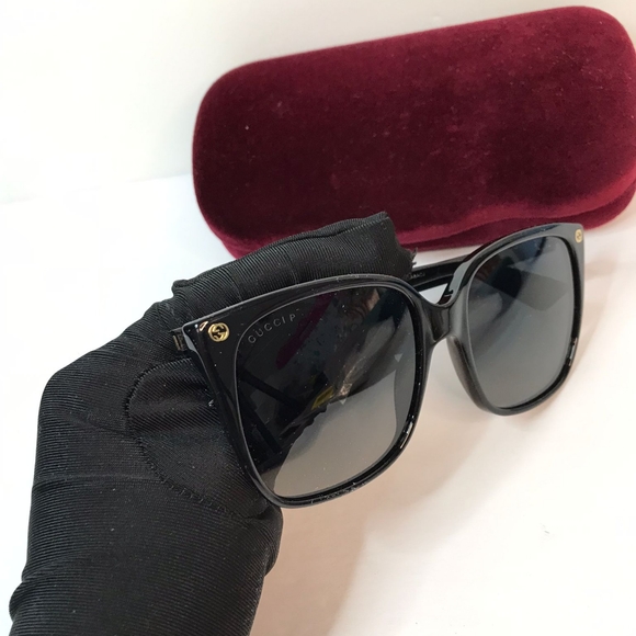 💯 original Gucci Grey Gradient Cat Eye Ladies Sunglasses GG0022S 001 - Picture 7 of 11
